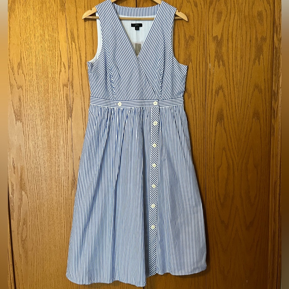 J. Crew Blue & White Cotton dress, size 12, NWT